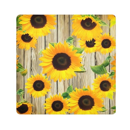 ODAWA Camera Protective Cover Sunflowers Rustic Wooden Self Adhesive Cloth 13.8