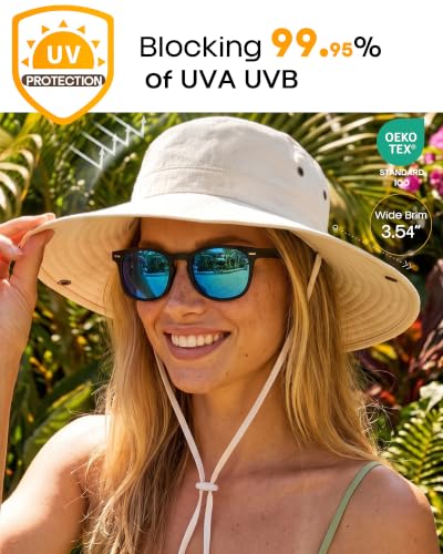 Image of FURTALK Sun Hats for Women Ponytail UV Protection Beach Summer Hat Wide Brim Packable Cowboy Hat