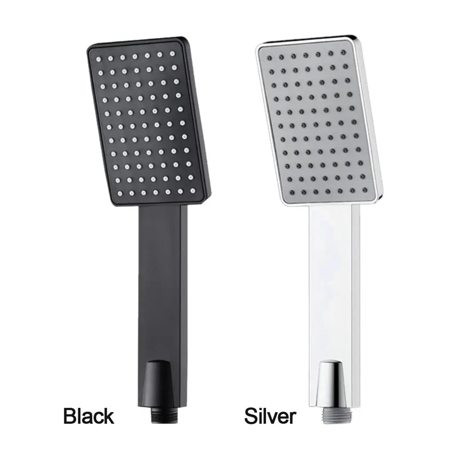 Alcachofa de ducha de alta presión, rociador de mano cuadrado, color plateado/negro, pulverizador universal, accesorios de baño para el hogar (plateado)