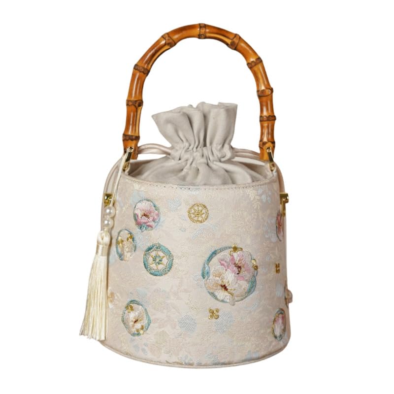 Women Ball Embroidered Handbag | Floral Pattern Small Bucket Bag-image-25