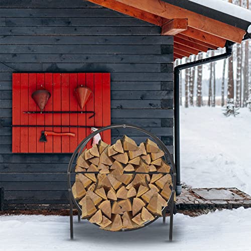 Katrawu Firewood Holder 27In, Firewood Rack Outdoor Indoor, Wood Storage Stand Ring Of Round Tubular Steel, Firewood Log Hoop For Patio Deck Porch Fireplace(With Partition) #TOP4
