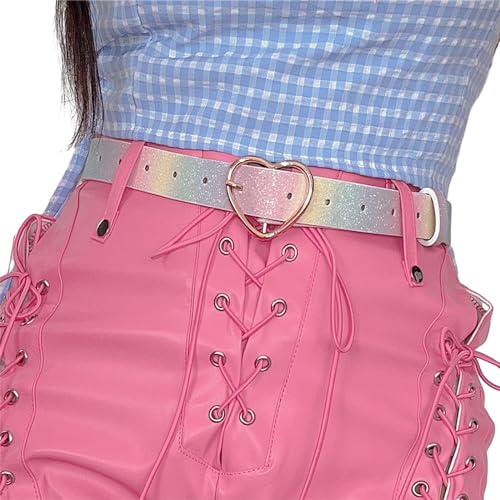 Women Sweet Rainbow Color Waist Belt Gold Heart Shape Buckle Belt Dress Women Casual Wear Waist Belt3