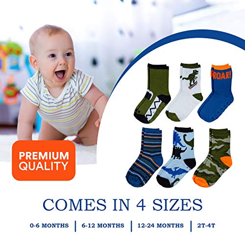 Peak 2 Peak Unisex Infant, Baby And Toddler 6-Pack Assorted Ankle Socks - Designs And Colors (Dinosaur Ii, 0-6 Months) #TOP4