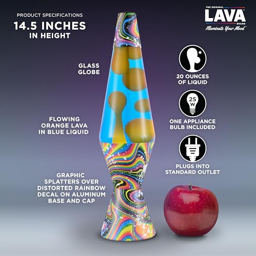 Image of Lava The Original Lamp - 14.5 inch Splattered Distortion - Classic Liquid Motion Lamp - Orange Wax and Blue Liquid - Item #2427 (Amazon Exclusive)