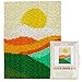 ORIGACH Kit per tappeto con paesaggio del tramonto, con gancio a scatto, tessuto a griglia stampato a colori, kit di tappeti stampati con motivo, tappeto fai da te all'uncinetto per adulti immagine