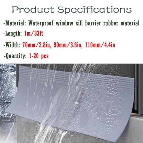 Protection Anti-Goutte Auto-adhésive pour Portes et Fenêtres - Lot de 4 - Largeur 90 mm - 3