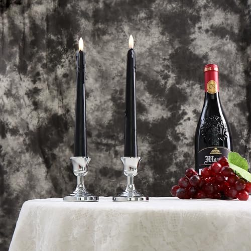Stmarry Black Flameless Taper Candles with Remote and Timer - 9.65 Inch Real Wax LED Candlesticks - Wax Drip Battery Operated Halloween Taper Candles with 3D Flickering Flame Halloween Decor, 3 Pack by Stmarry - Used condition - Image 9