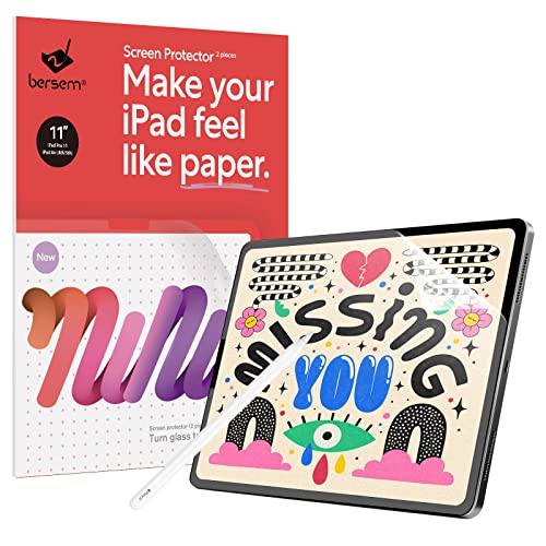 BERSEM 2-Pack Paper Screen Protector Compatible with iPad Pro 11 Inch (2022&2021&2020&2018) / iPad Air 5&4 Generation (10.9 inch