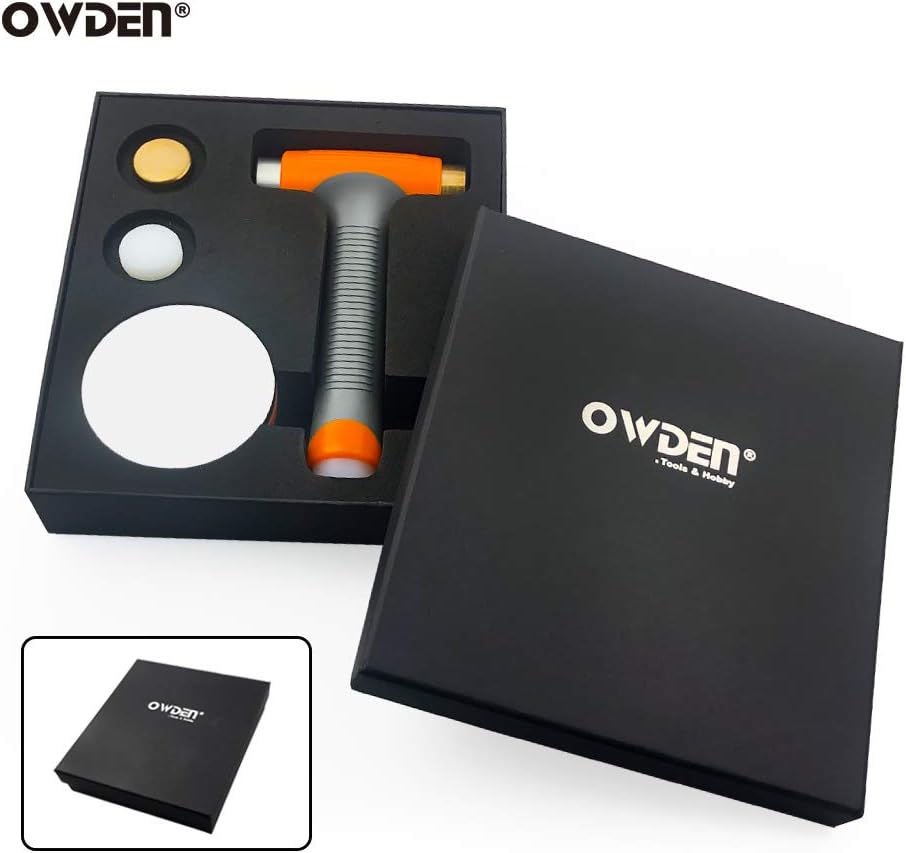 OWDEN Professional Jewelry metal stamps hammer with 2 replace hammer heads No-Rebound steel bench block set Jewelry stamping working tools Metal letter punch for brass aluminium copper leather marks.