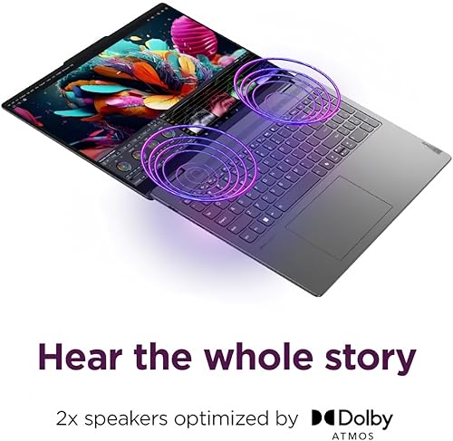 Image of Lenovo Yoga 7 16 Inch WUXGA IPS Touchscreen 2-in-1 Convertible Laptop, Copilot AI PC, Intel Core Ultra 7 155U, 16GB LPDDR5X, 2TB SSD, Backlit Keyboard, Fingerprint Reader, Webcam, Windows 11