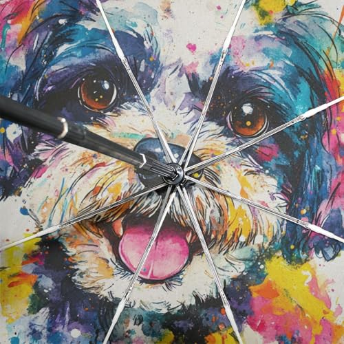 Parapluie Maltipoo aquarelle compact idée cadeau originale - 5