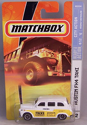 Matchbox 2008 #52 Austin FX4 Taxi Blanco y Amarillo miniatura 1