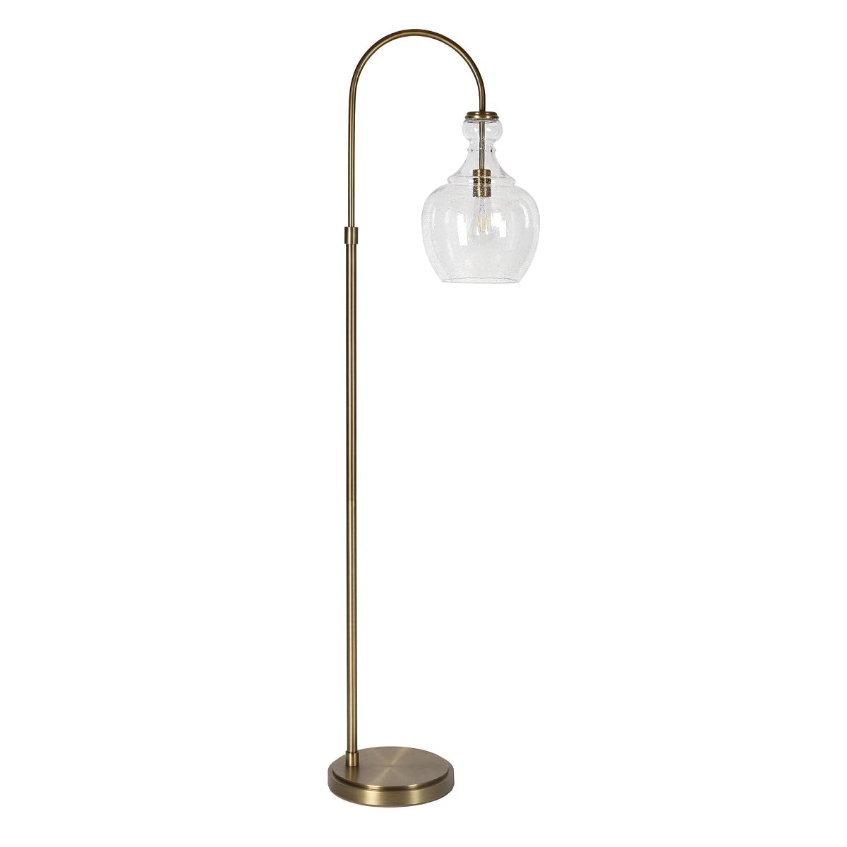 Homeroots 523384 70 In. Brass Arched Floor Lamp With Clear Seeded Glass Dome