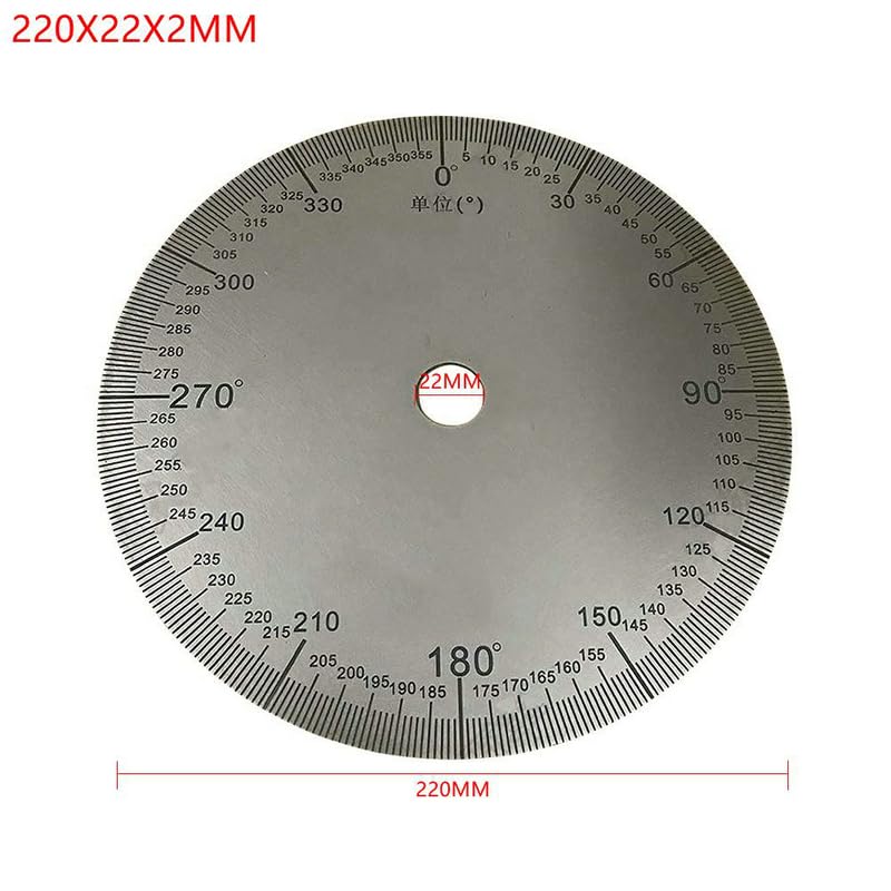 1 Stück 360-Grad-Winkel, Indizierung, industrielle Messscheibe, Edelstahl, Winkelscheibe, mechanische Beschläge (wie abgebildet, 220 x 22 x 2 mm)