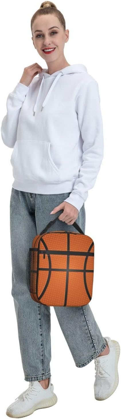 Fun Basketball Texture Ball Lunch Bag Insulated Reusable Lunch Box Lunch Tote Lunchbox Portable Bento Bags For Men Women Office Work Travel Picnic Camping - Image 8