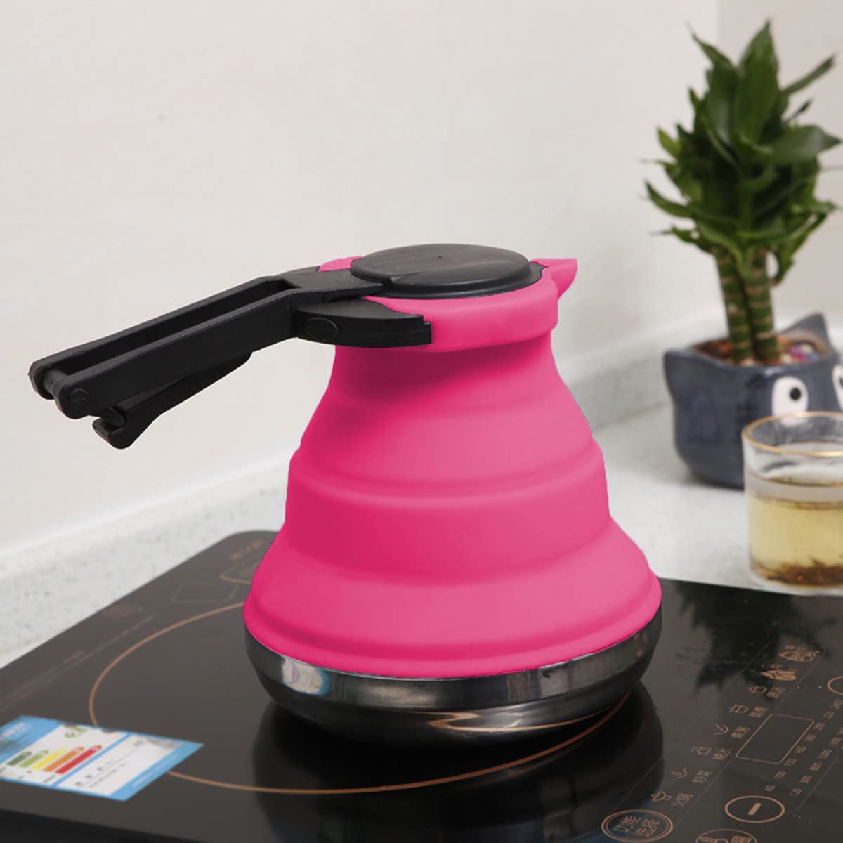 Draagbare elektrische waterkoker 600 ml, EUBSWA opvouwbare waterkoker, mini siliconen elektrische waterkoker voor camping, reizen, buiten (zwart Draagbare elektrische waterkoker 600 ml, EUBSWA opvouwbare waterkoker, mini siliconen elektrische waterkoker voor camping, reizen, buiten (zwart
