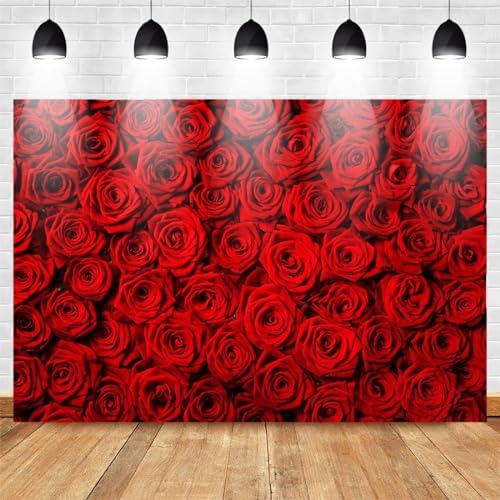 Amazon.com : Sensfun Fabric Red Rose Backdrop Roses Flower Wall ...