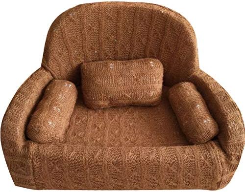 WINGOFFLY Newborn Photography Props Couch Professional Posing Figure Mini Sofa for Baby Photoshoot Props Studio Accessories, Brown