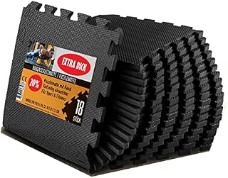 EVRIX® Floor Protection Mat Fitness Extra Thick (20% More Protection) - 18 Pieces (31 x 31 cm) - Puzzle Mat Sports Mat Fitness Floor Mat for Gym and Fitness Equipment