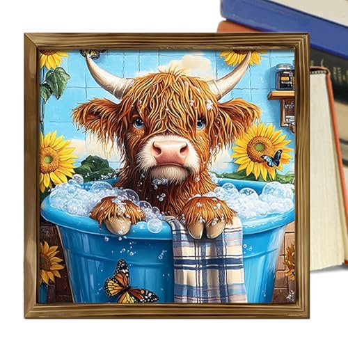 Pintura de ganado rústica con marco para decorar un salón acogedor