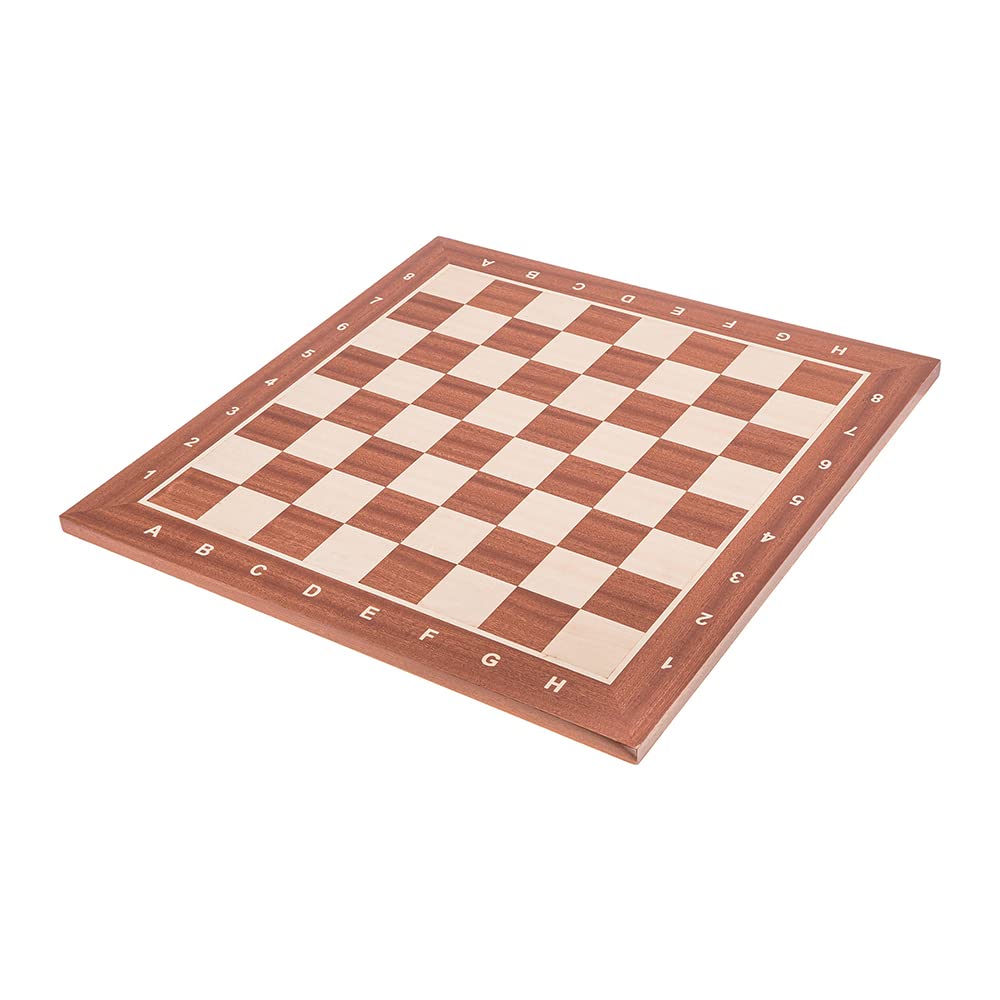 Tablero De Ajedrez Profesional De Caoba Y Arce De Montaña, Tamaño 54x54 Cm, Casillas De 58 Mm, Acabado Mate Sedoso