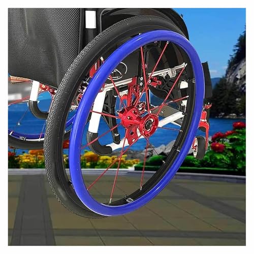後輪グリップカバー, 22/24インチ 車椅子用タイヤカバー, 滑り止め耐摩耗性 リムシリコンカバー, さまざまな色をご用意しています 車椅子ハンドリムカバー,blue-24inX2pc