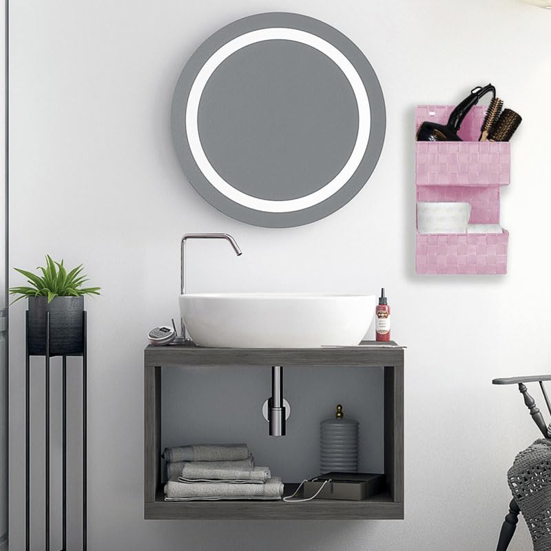 VIRSUS 1 Portaoggetti in Tessuto 1630, Trama intrecciata a 2 Piani, misura 25x15x46 cm, Tasche portatutto, occhielli per sostegno a parete, mensola per accessori bagno Vari Colori (rosa shabby)