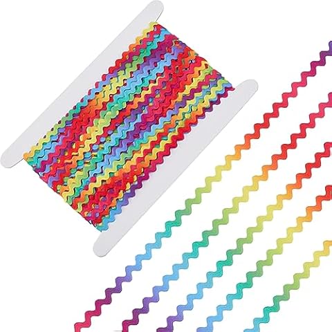 GORGECRAFT 25m Rainbow Zigzag Trim Ribbon Cover