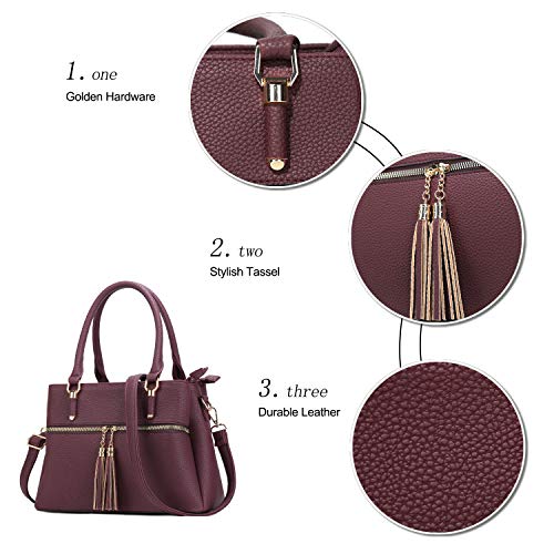 Image of KKXIU Women Satchel Bags Handle Shoulder Handbags and Purses Pockets Zipper Leather Crossbody Bags