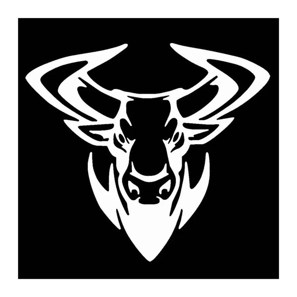 Buffalo Head Bull Horn Car Sticker Auto Body Bumper Windows Vinyl Film Decal(Glossy White,20x17cm)