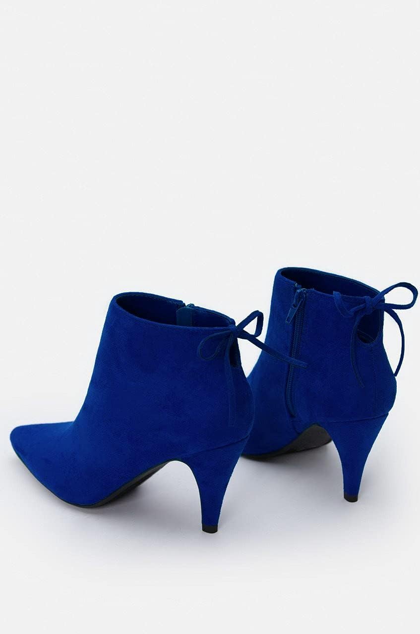 Womens Pointed Toe Heels Ankle Booties Kitten Stiletto Bowtie Strappy Fall Dress Boots Shoes - Image 5