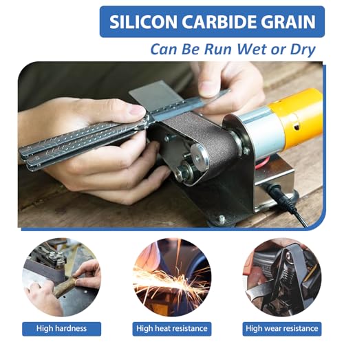 Taokyid 24 Pcs 1.2 x 13 Inch Replacement Knife Sharpener Sanding Belt, 330x30mm Silicon Carbide Sanding Belt - 3 Pcs Each of 120 240 400 600 800 1000 Grits 1.2"x 13" Sanding Belts by Taokyid - Used condition - Image 5