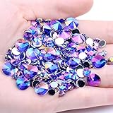 RD-39325 Decor Rhinestone Acrylic Rhinestones AB Colors Flatback Pointed 120pcs 5mm Colorful Glue On Stones Bedas for DIY Nails Art Crafts - (Type: 14 Blue AB)