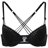 Jusfw Frauen Gesammelt Unterwäsche, Schwarz Sexy BH mit Vorder Schnalle, Thin Thin-BH mit verstellbaren Top Verschiedene Tragevarianten, schön und komfortabel (Color : Black, Größe : 36/80A)