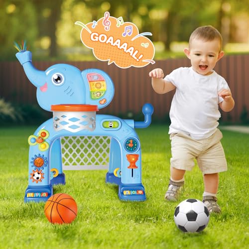 2-in-1 basketball hoop and soccer goal toddler toy
