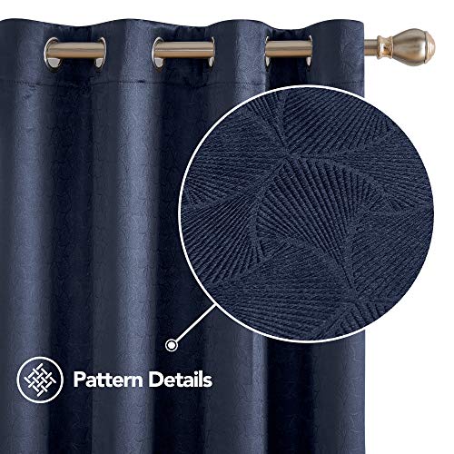 Image of Deconovo Fashionable Rod Pocket Blackout Curtains Room Darkening Curtains Window Treatments Shade Curtains for Study （5.2 Feet-Window） 52W x 63L Inch Blue 2 Drapes