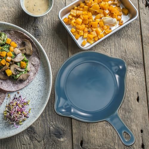 Bandeja para hornear de cerámica azul con mango y doble boquilla para horno doméstico 7