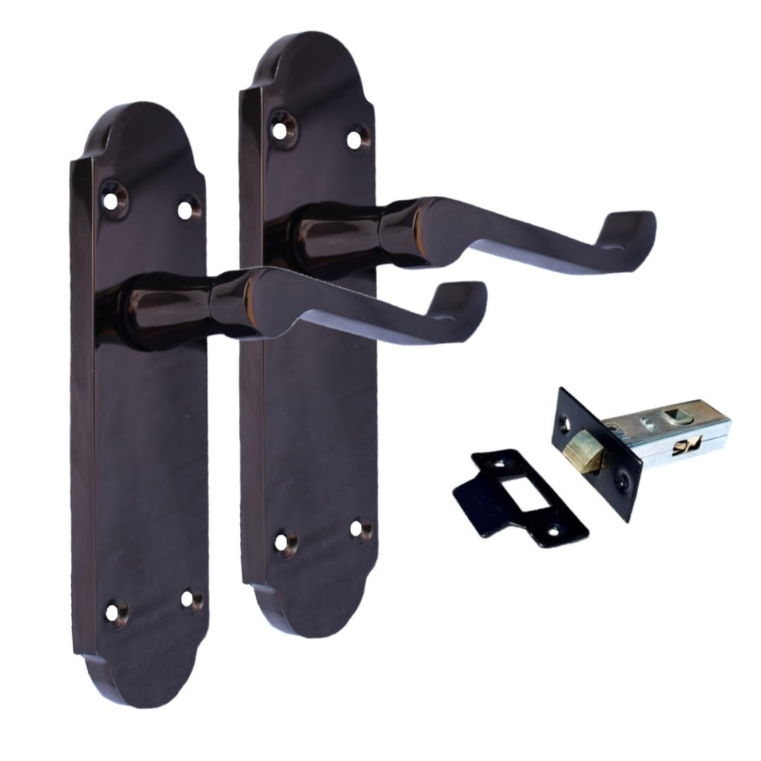 Epsom Door Handle Black Nickel Internal Door Handles - Door Handles Internal Sets Black Door Handle Set for Internal Doors Door Handle in Black 170mm x 42mm (Pair of Handles + Tubular Latch)