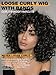 WIGNEE Short Curly Wig with Bangs for Black Woman Fluffy Loose Curly Afro Wig Natural Luster Short Wigs for African American Women Daily Party Use(Black)