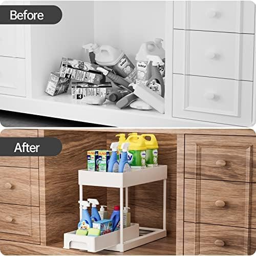 Miniatura 5 de GODDSEVOES Organizadores debajo del fregadero y cajones deslizantes extraíbles organizadores debajo del fregadero de 2 niveles con cajón corredizo