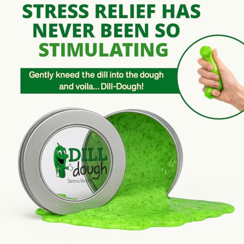 Dill Dough Stress Relief Putty - Funny Pickle Gag Gift for Adults, Weird Stress Relief Toys for Girlfriends, Dill Scented Stress Putty, Stocking Stuffers for Women - Thumbnail 6