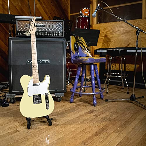 Lyxpro 39” Electric Telecaster Guitar Kit, 20 Watt Amp Speaker, Solid Full-Size Wood Body, C-Shape Neck, Quality Gear Tuners, 3-Way Switch & Volume/Tone Controls, 12 Picks And Cable Included - White #TOP7