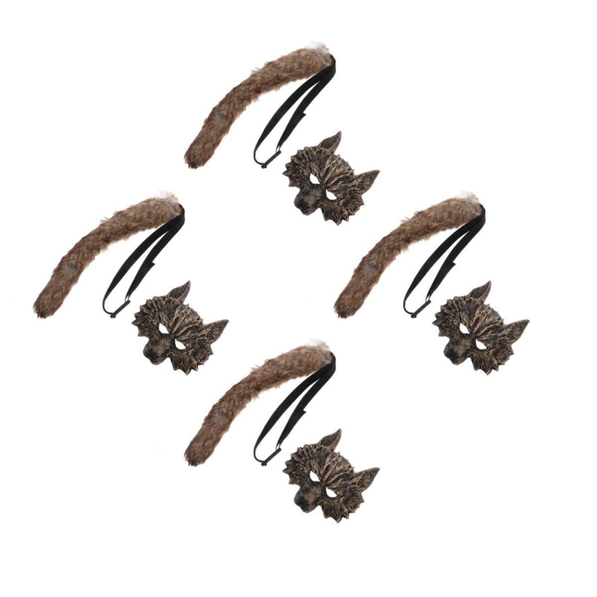 Healvian 4 Pièces Masque de Loup Réaliste avec Queue, Accessoires de