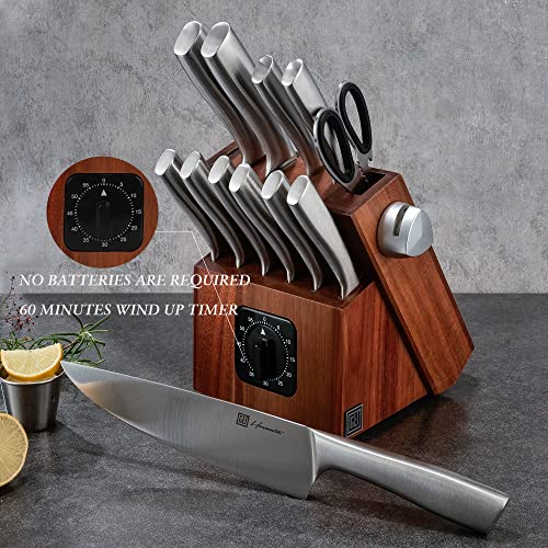 Hanmaster Knife Set, 13 Pieces Stainless Steel Knife Sets For Kitchen With Block, Sharp Kitchen Knife Set With Timer And Sharpener, Gift Box Packed. #TOP4