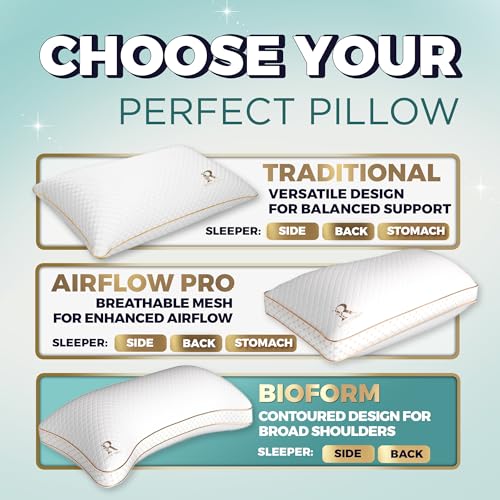 Image of Royal Therapy King 2-Pack Memory Foam Pillow, Adjustable Shredded Odor-Free Cut-Out Bed Pillow for Neck & Shoulder Pain Relief, Breathable Support for Back, Stomach, Side Sleepers, BioForm