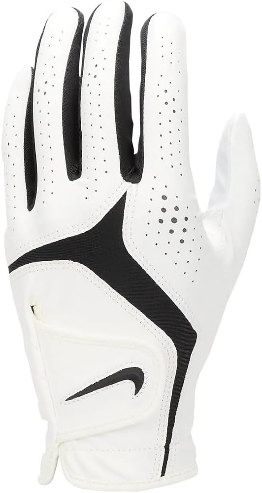 Nike Mens Dura Feel X Left Hand Golf Glove White | White | Black Medium/Large