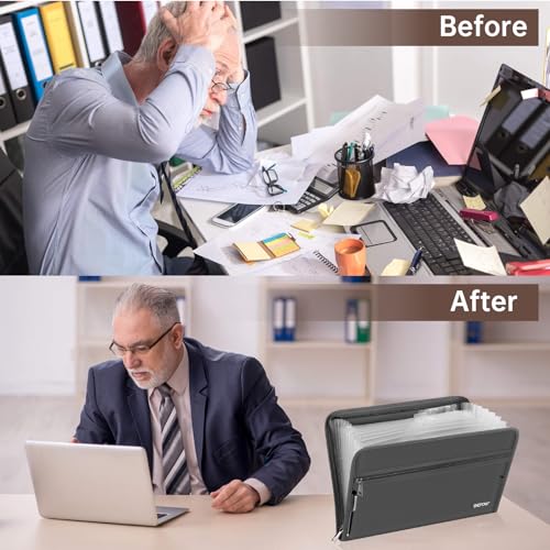 ENGPOW Organizador de arquivos sanfonado, 13 bolsos à prova de fogo, pasta organizadora de documento