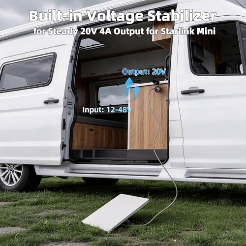 Image of Starlink Mini 12V Battery Adapter with Step Up Converter, Battery O Ring Cable to DC Female 12V-24V to 20V Step Up Booster RV Cable Pass Through Panel Socket for RV Battery Box