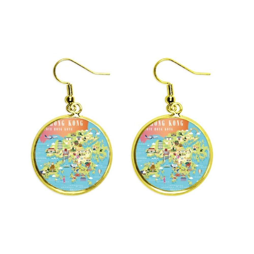 Pendientes de Hong Kong con diseño de mapa exclusivo y brillo dorado sutil 2
