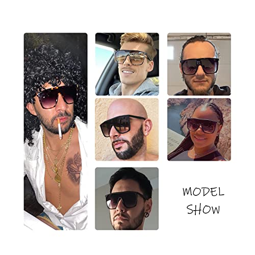 Hanj 70s 80s Vintage Square Sunglasses for Men Women Shield Trendy Oversized Retro Glasses2